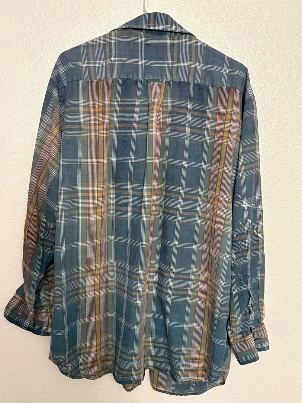 Wentworth XL Plaid Button Down Shirt Paint Splatter Vintage Workwear